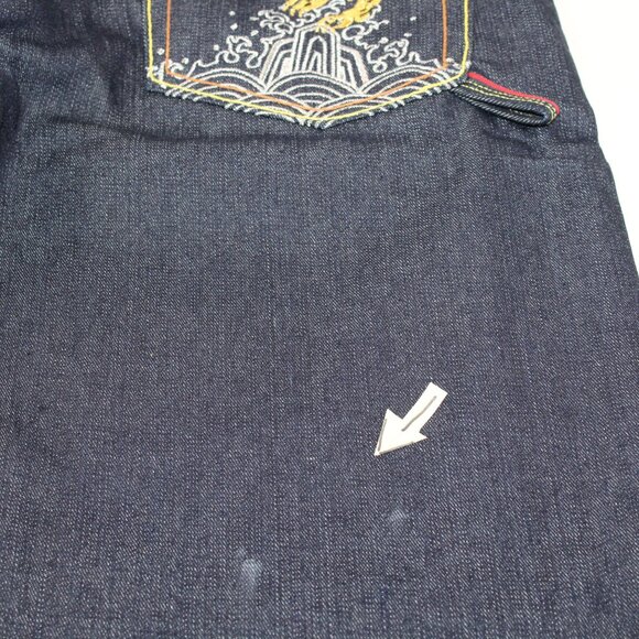 The Year Of Jeans Mens Sz 34 Raw Denim Japan Selvedge Button Fly Embroidered - Picture 11 of 16